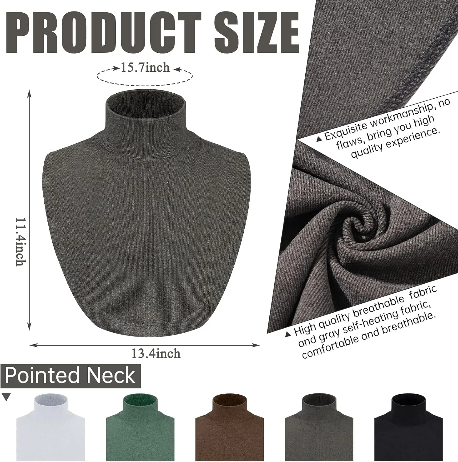 5 Pieces Fake Turtleneck Collars Detachable Dickey Collar Half Top Mock Blouse False High Warmer Turtle Necks for Women