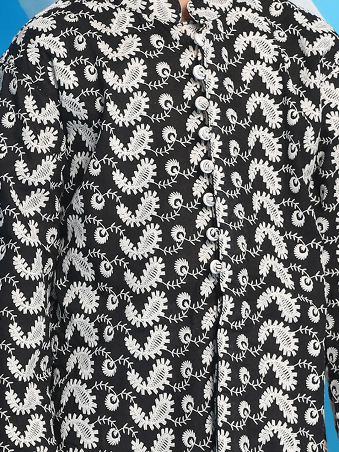Boy's Black And White Kurta Pyjama Set - Vastramay Boys