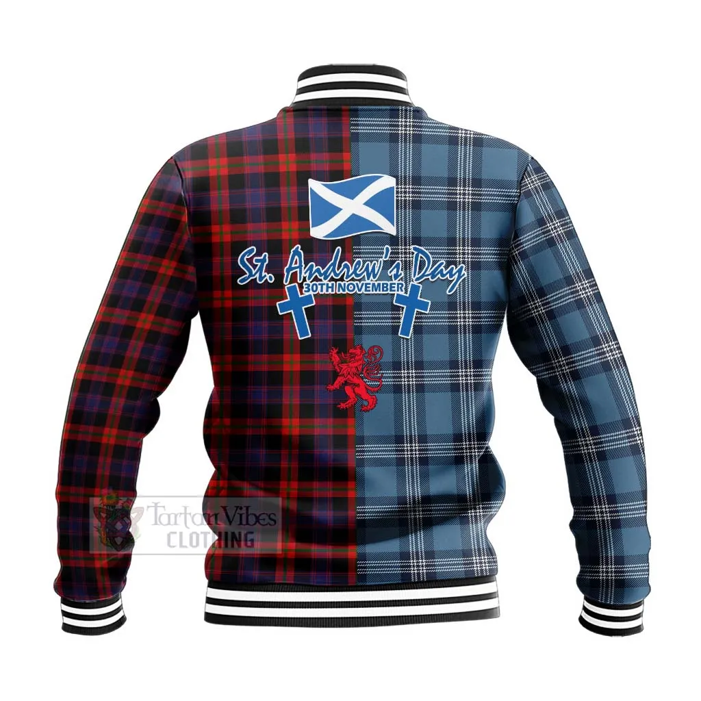 Brown (Broun) Tartan Baseball Jacket Happy St. Andrew's Day Half Tartan Style
