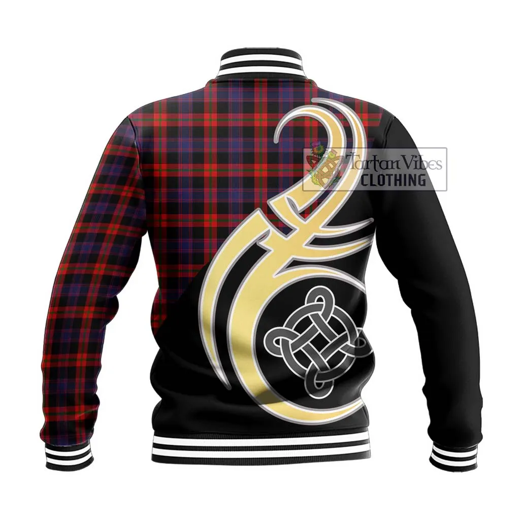 Brown (Broun) Tartan Baseball Jacket with Family Crest and Celtic Symbol Style