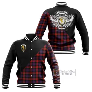 Brown (Broun) Tartan Baseball Jacket with Family Crest and Military Logo Style