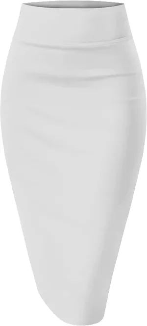 BSXIJIE Womens High Waist Stretch Office Work Pencil Skirt Midi Nylon Ponte Bodycon Skirt