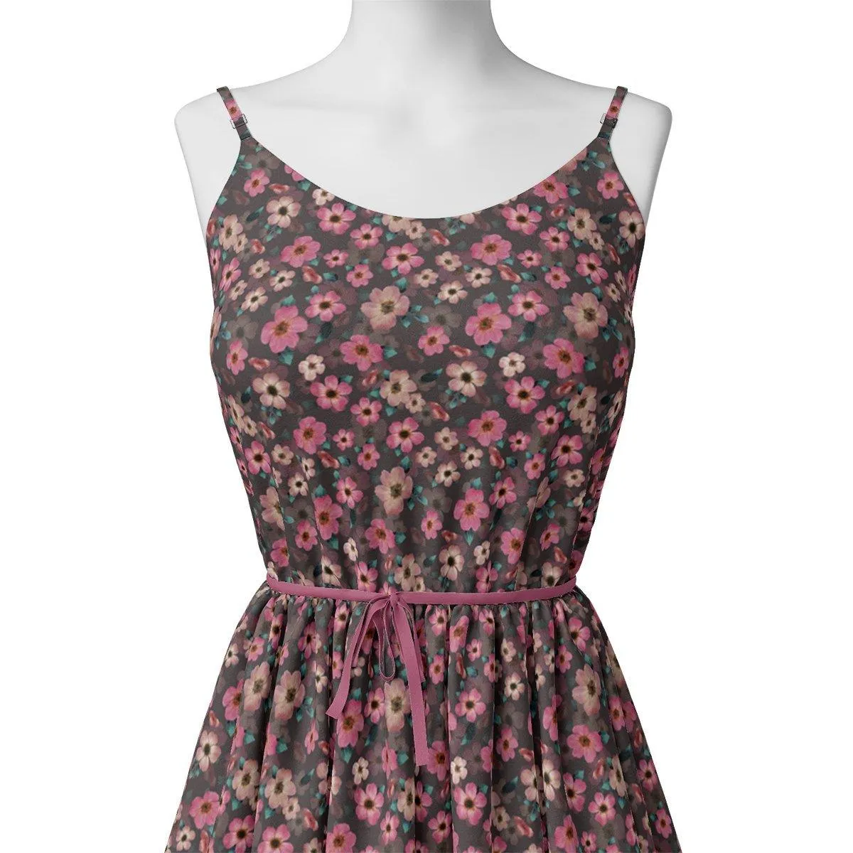 Buttercup Pink Floral Digital Printed Fabric - Rayon