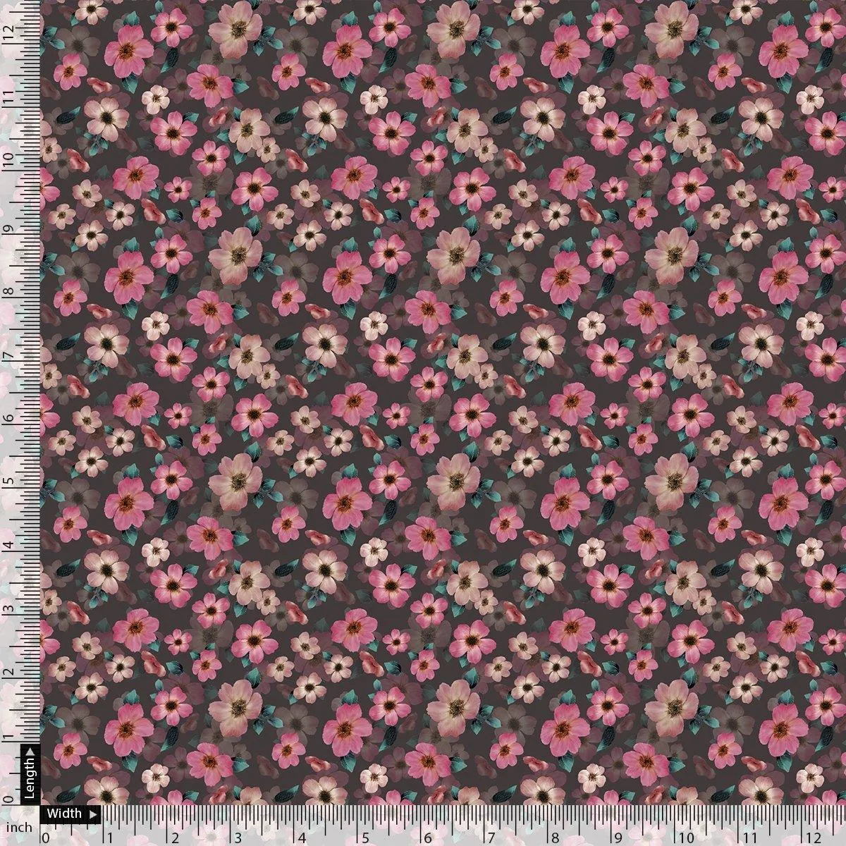 Buttercup Pink Floral Digital Printed Fabric - Rayon