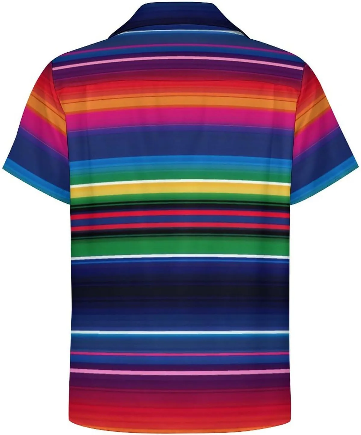 Colorful Mexican Stripes Print Cuban Collar Shirt Classic Design for Comfort and Style