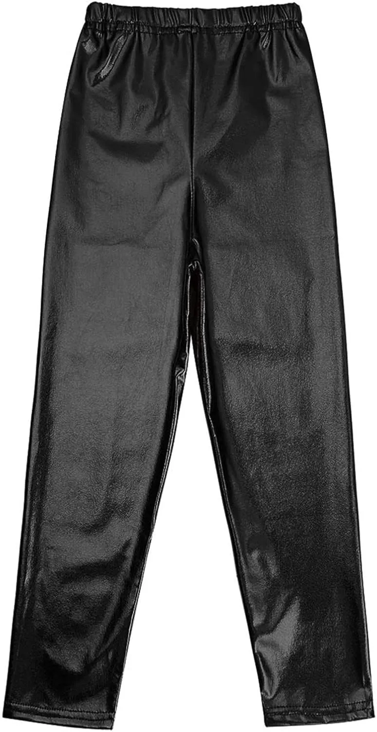 Kids Girls Boys Metallic Leggings Pants Modern Hip Hop Street Dance Performance Costume Trousers