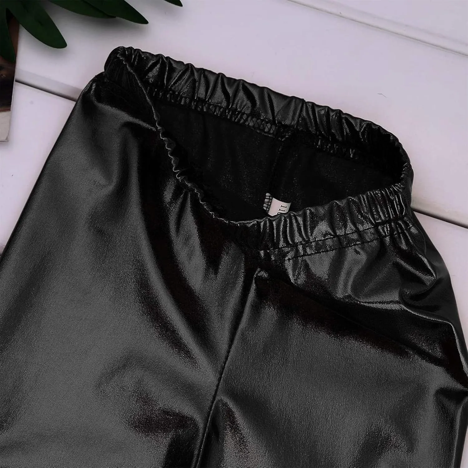 Kids Girls Boys Metallic Leggings Pants Modern Hip Hop Street Dance Performance Costume Trousers
