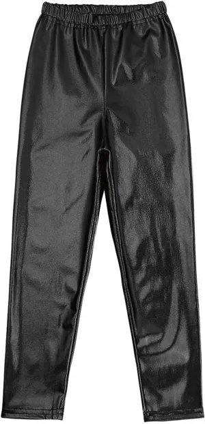 Kids Girls Boys Metallic Leggings Pants Modern Hip Hop Street Dance Performance Costume Trousers