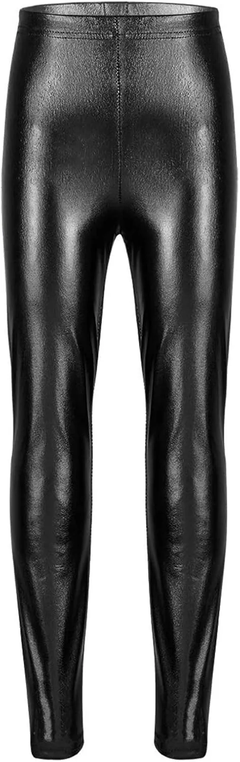 Kids Girls Boys Metallic Leggings Pants Modern Hip Hop Street Dance Performance Costume Trousers