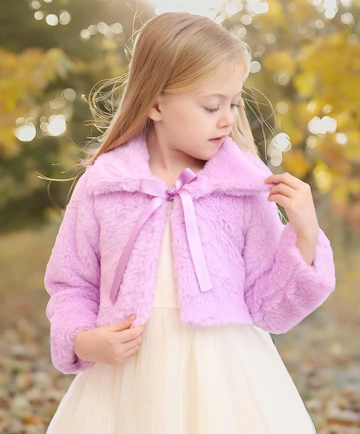 Lilax Toddler Puffer Jacket, Faux Fur Wedding Coat, Girls Plush Dress Coat