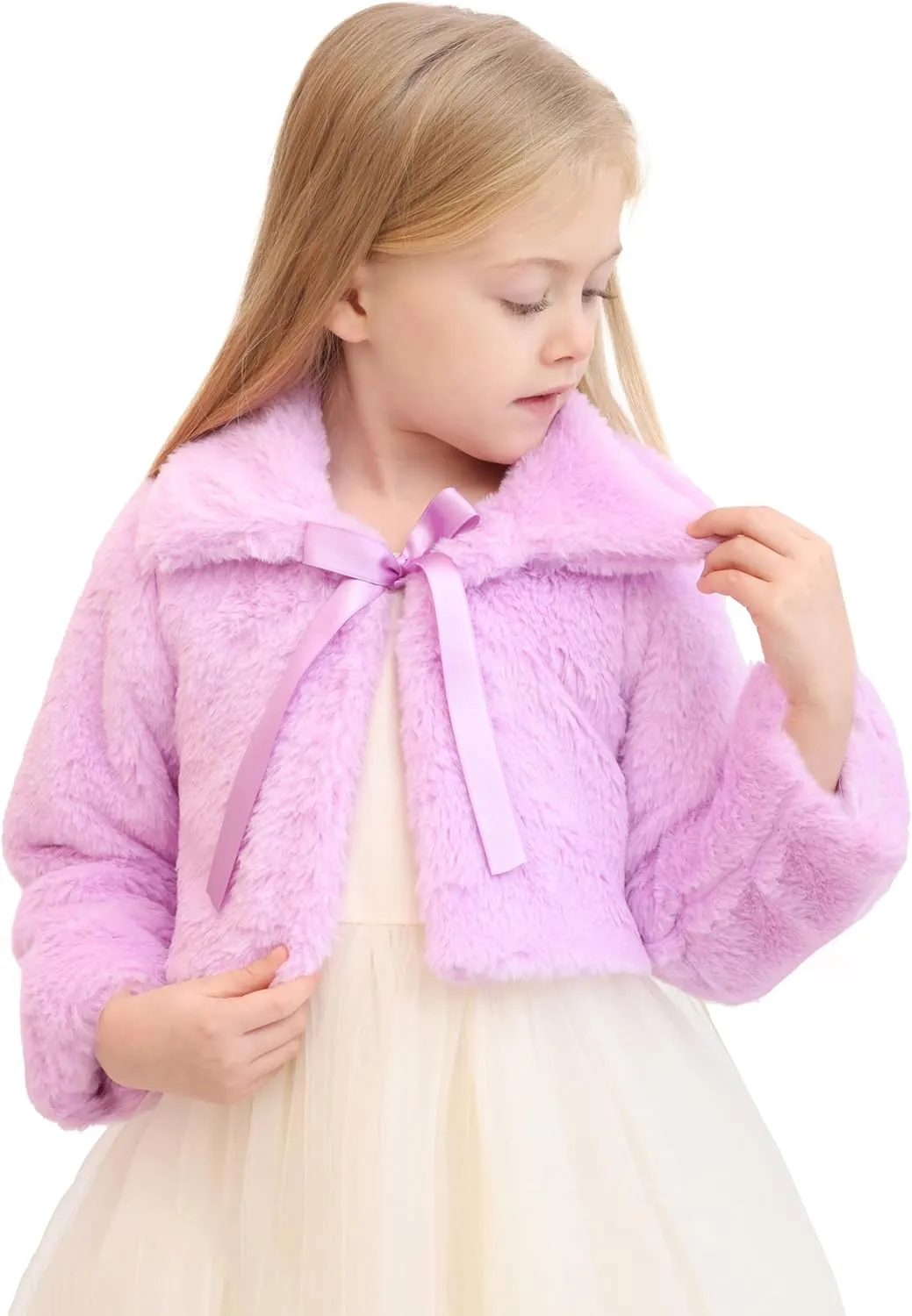 Lilax Toddler Puffer Jacket, Faux Fur Wedding Coat, Girls Plush Dress Coat