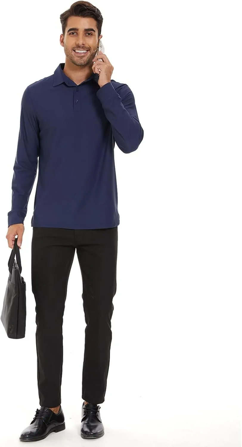 M MOTEEPI Polo for Men Long Sleeve Sun Protection Golf Shirts with Collar UPF 50  Performance Collared Fall Shirts Tennis