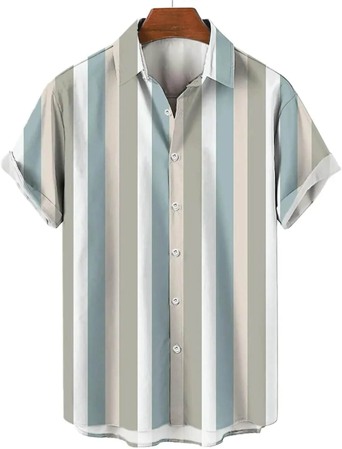 Men's Striped Hawaiian Shirts 3D Printed Fashion Button Short Sleeve Lapel Street Wear Men's Clothing