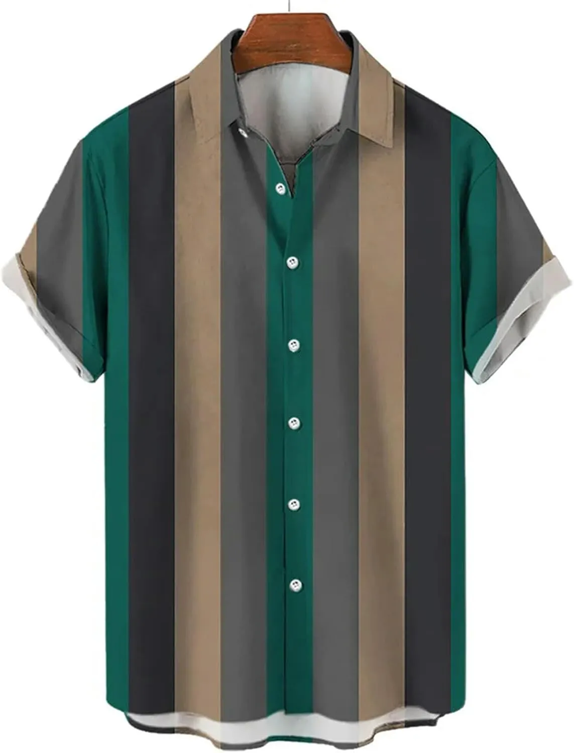 Men's Striped Hawaiian Shirts 3D Printed Fashion Button Short Sleeve Lapel Street Wear Men's Clothing