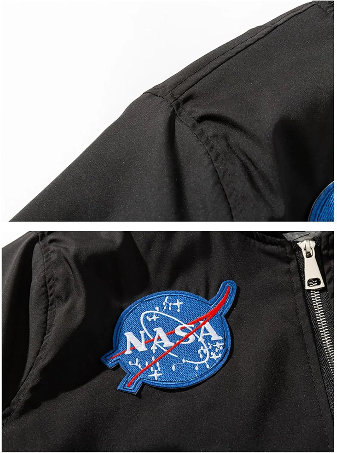 NASA jackets Men Biker Bomber Jacket, NASA Military Flight Jacket Light Air Force Moto Street Coat embroid