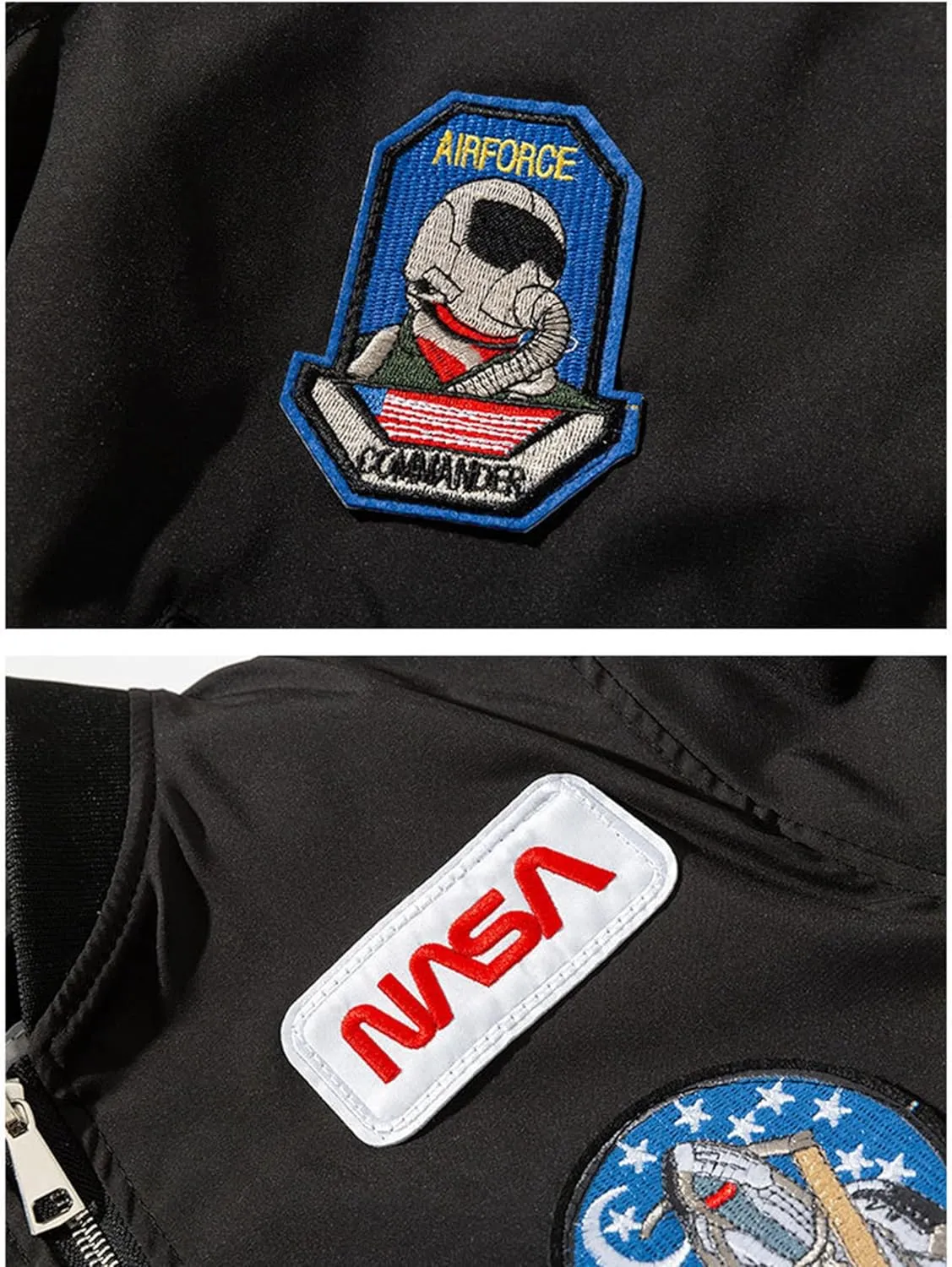 NASA jackets Men Biker Bomber Jacket, NASA Military Flight Jacket Light Air Force Moto Street Coat embroid
