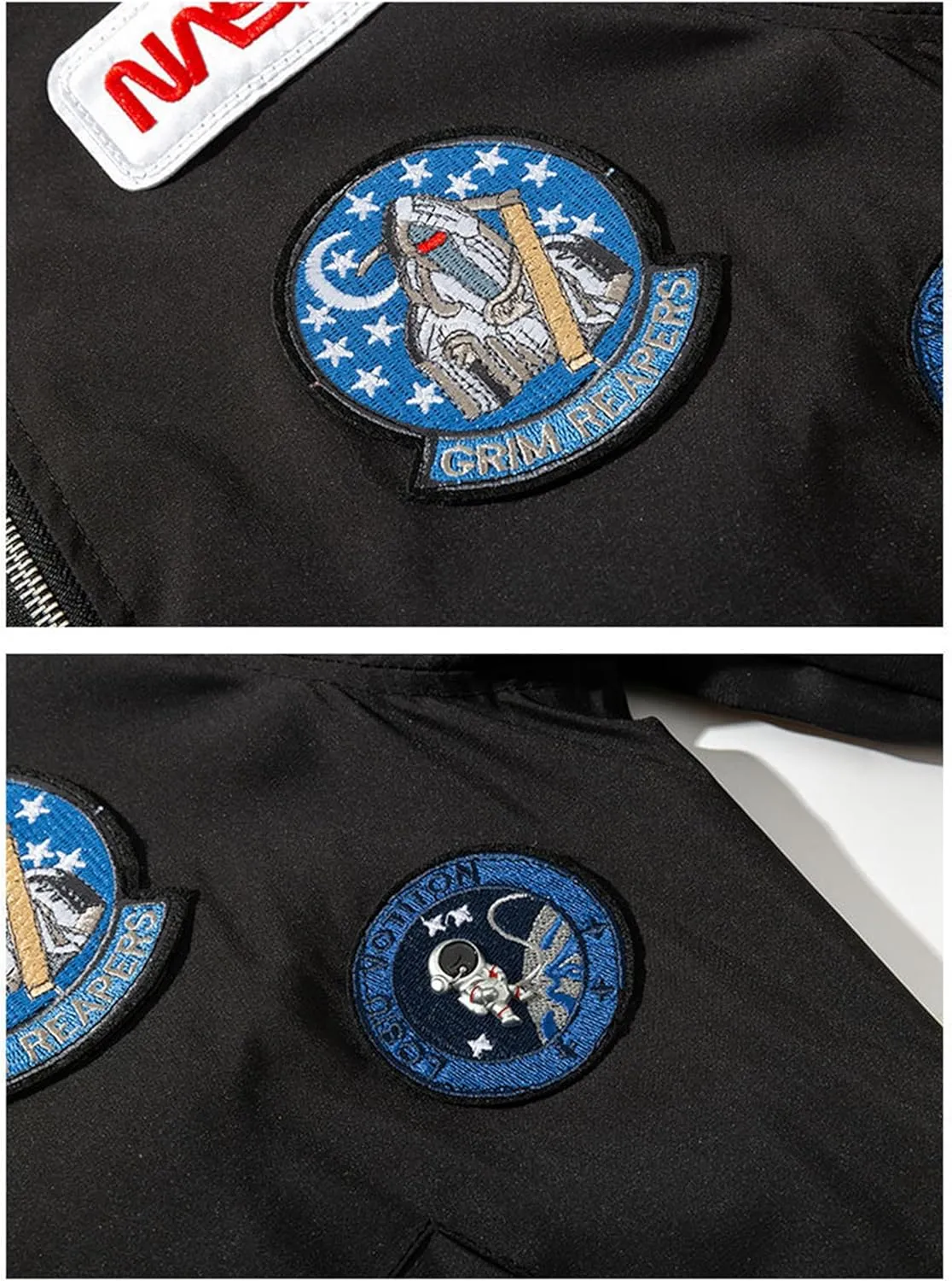 NASA jackets Men Biker Bomber Jacket, NASA Military Flight Jacket Light Air Force Moto Street Coat embroid