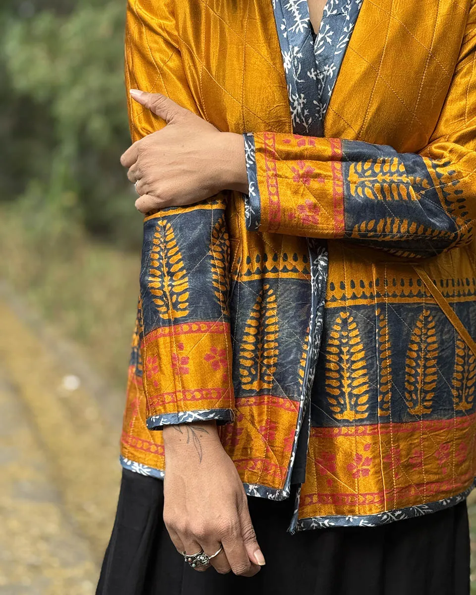 Softember Mashru Silk Reversible Quilted Jacket