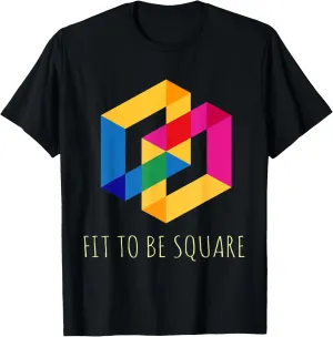 Square Geometric Abstract Line Pattern Retro Modern Shapes T-Shirt
