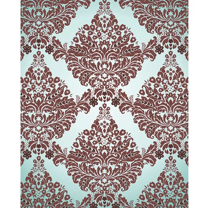 White & Maroon Damask Printed Backdrop