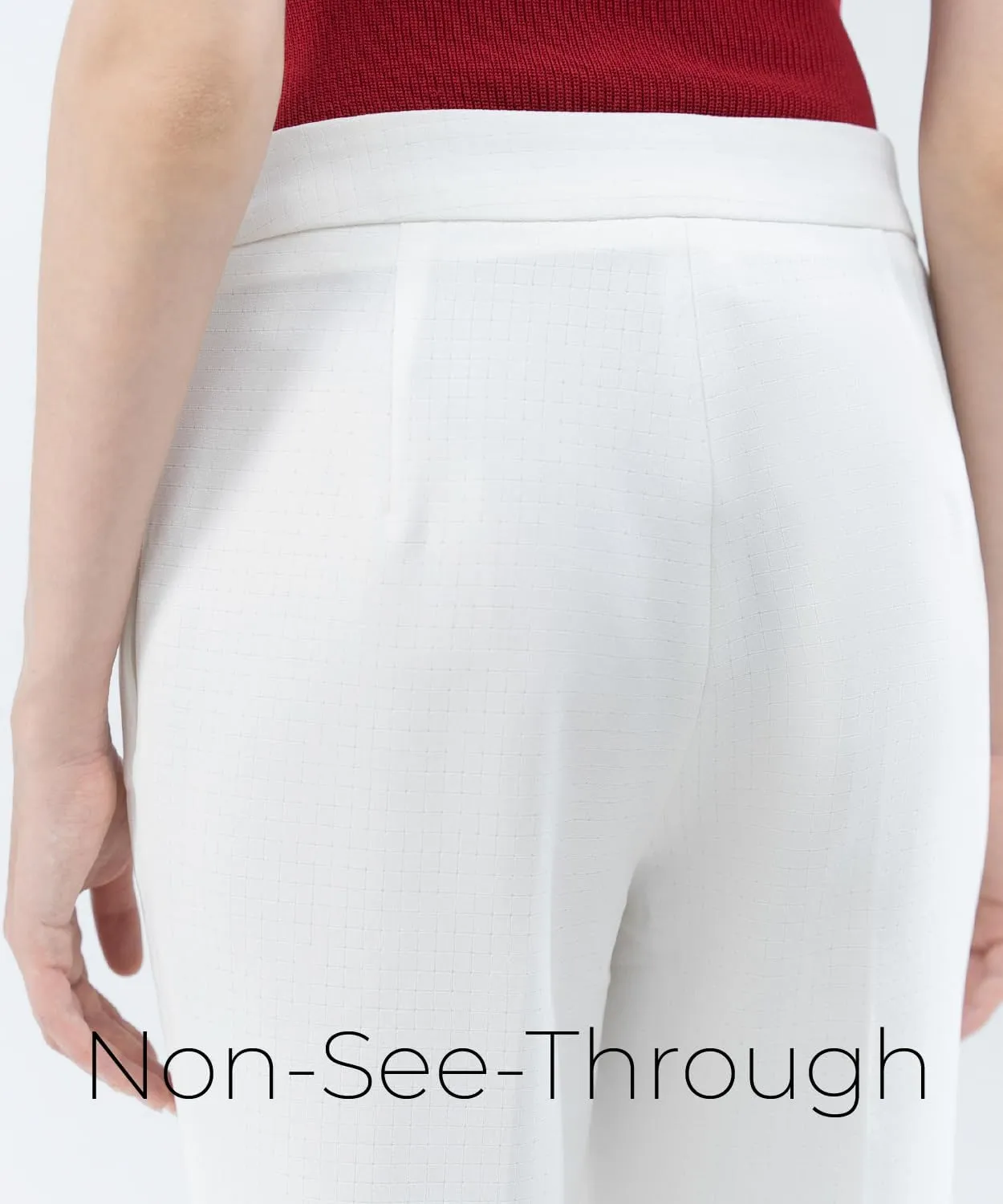 Womens Work Pants High Rise Woven Straight Leg Cropped Regular Fit Office Trousers