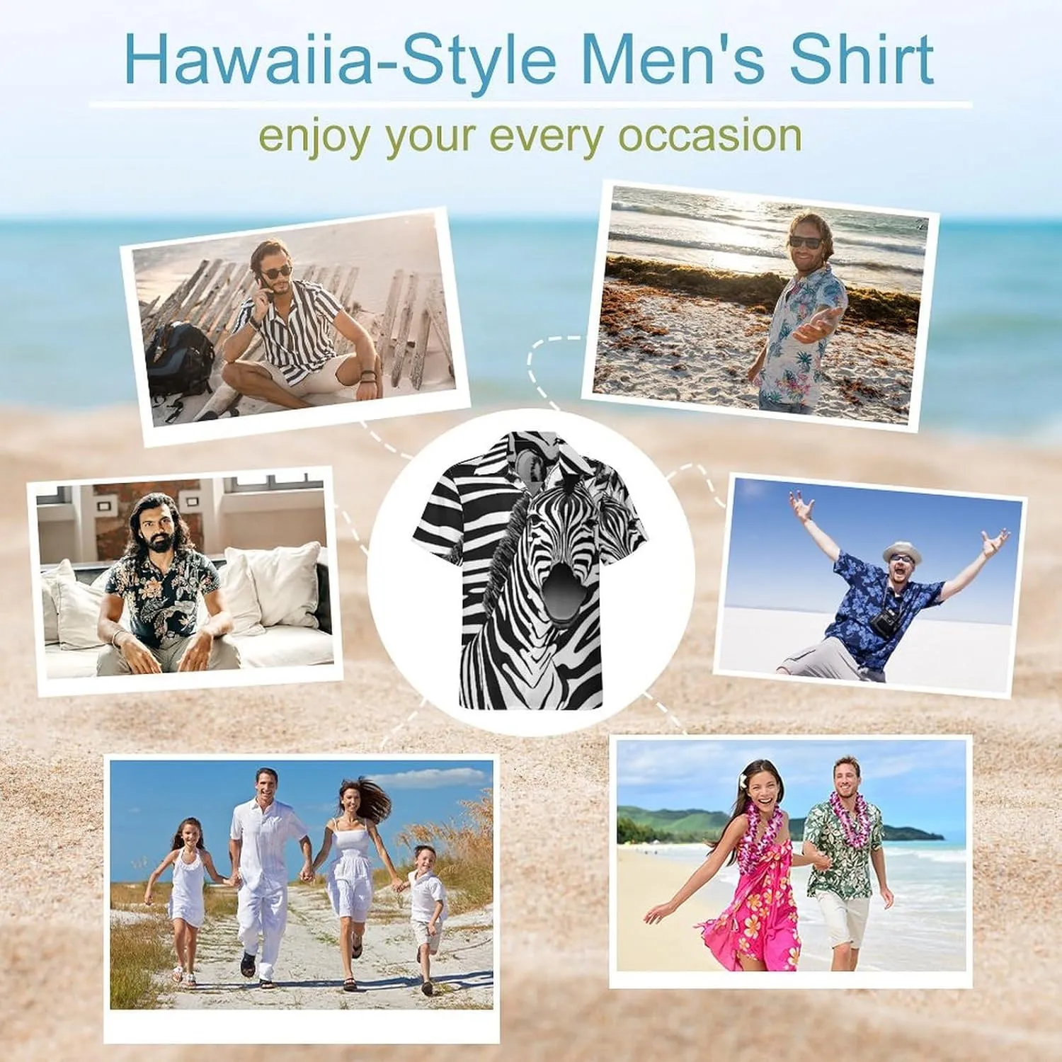 Zebra Print Print Cuban Collar Shirt Classic Design for Comfort and Style