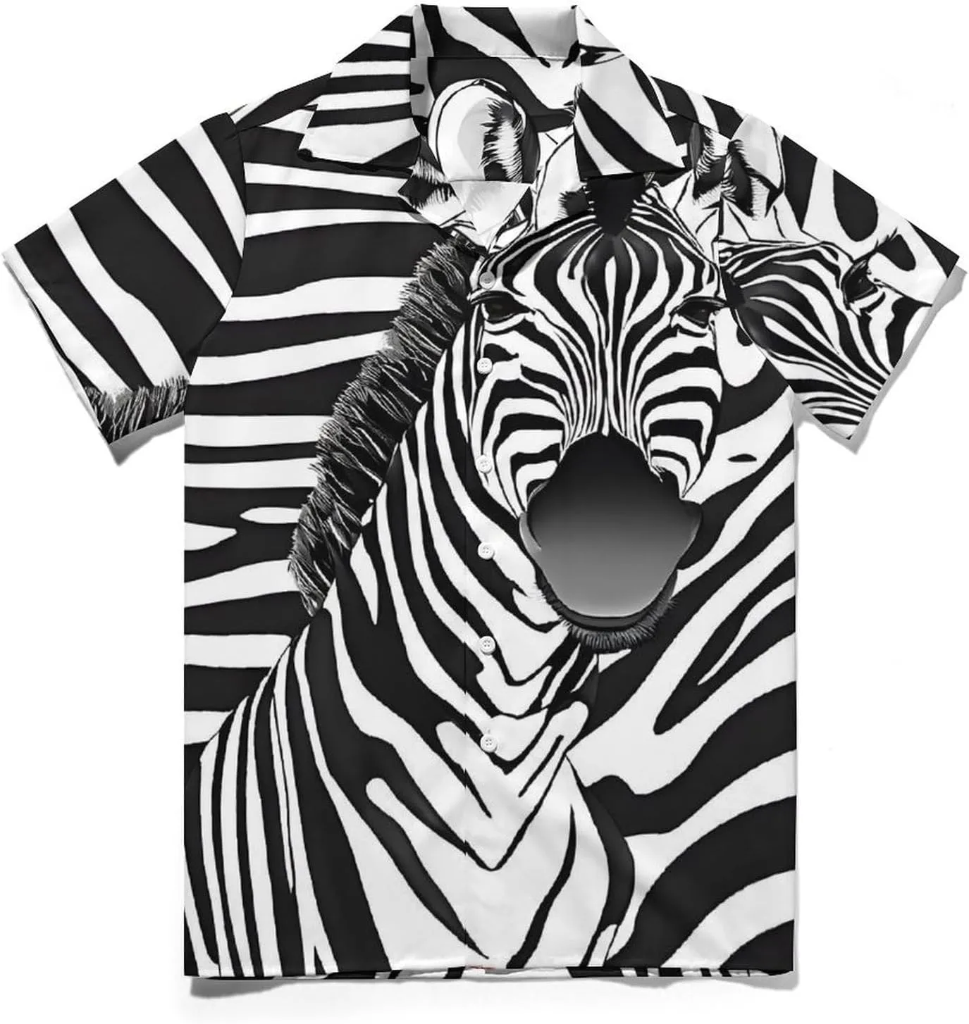 Zebra Print Print Cuban Collar Shirt Classic Design for Comfort and Style