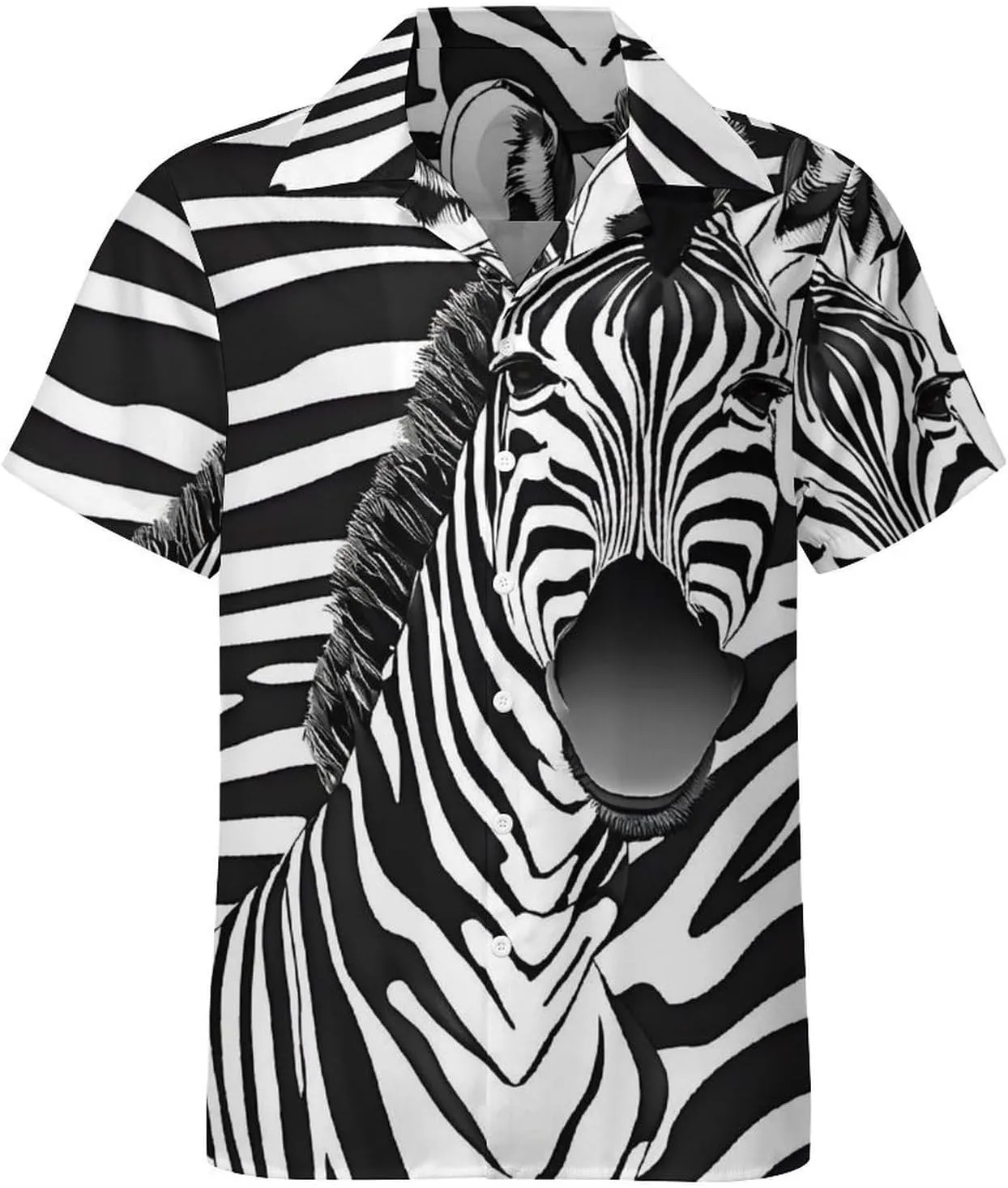 Zebra Print Print Cuban Collar Shirt Classic Design for Comfort and Style