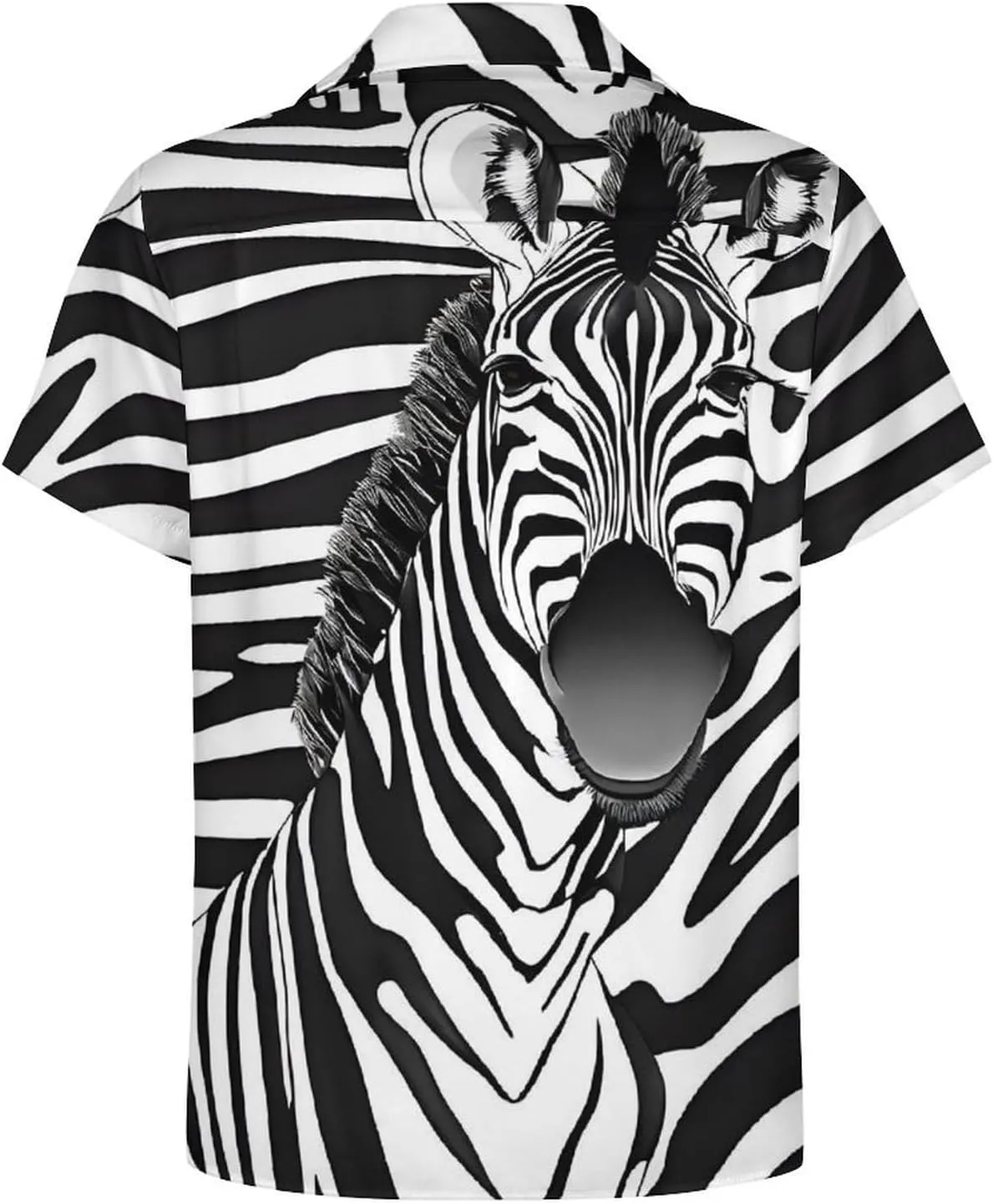 Zebra Print Print Cuban Collar Shirt Classic Design for Comfort and Style