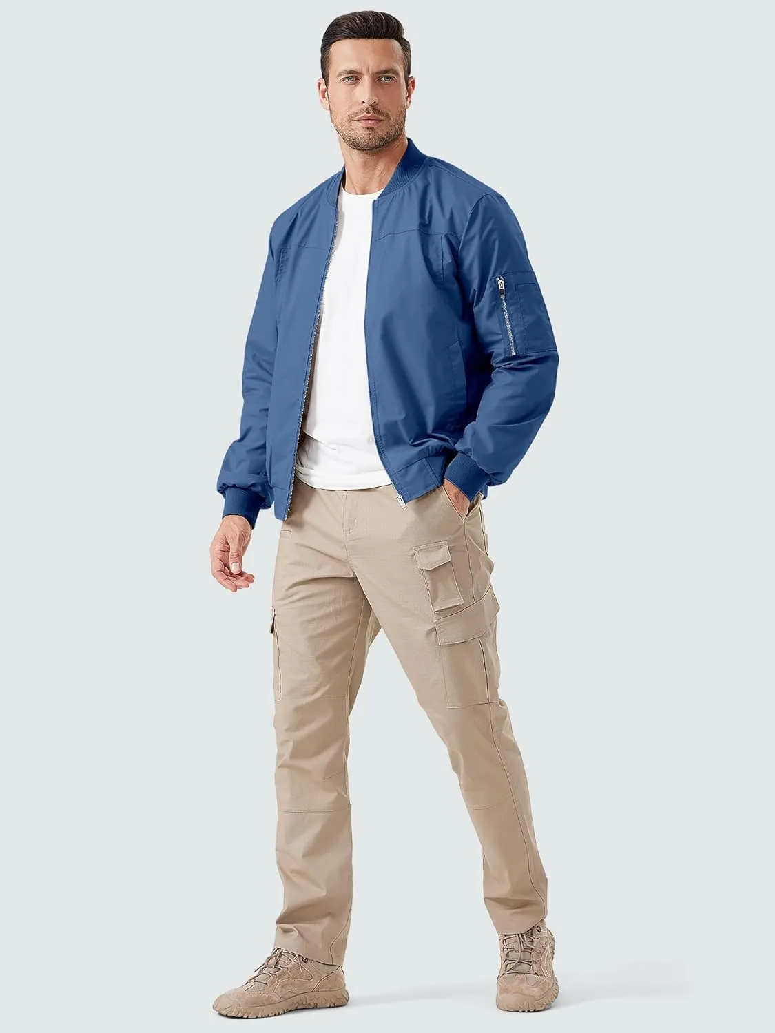 ZUTY Men's Bomber Jacket Lightweight Casual Spring Fall Windbreaker Coat with Zipper Pockets
