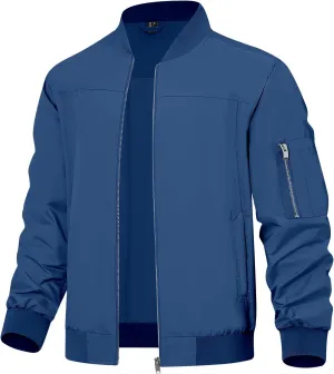 ZUTY Men's Bomber Jacket Lightweight Casual Spring Fall Windbreaker Coat with Zipper Pockets